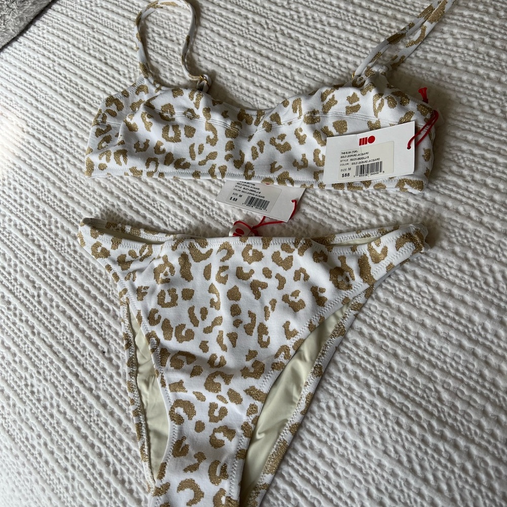 Solid & Striped Elsa Top & Bottom in Gold Leopard Size M